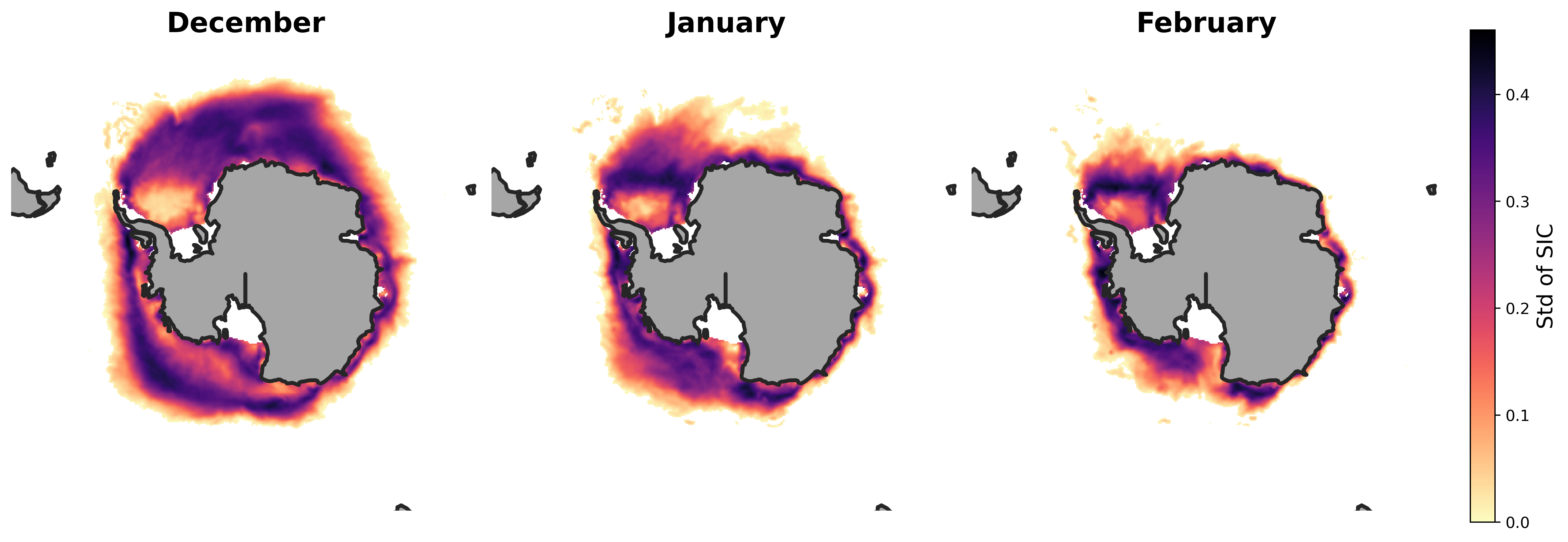 DJF standard deviation of sea ice concentration